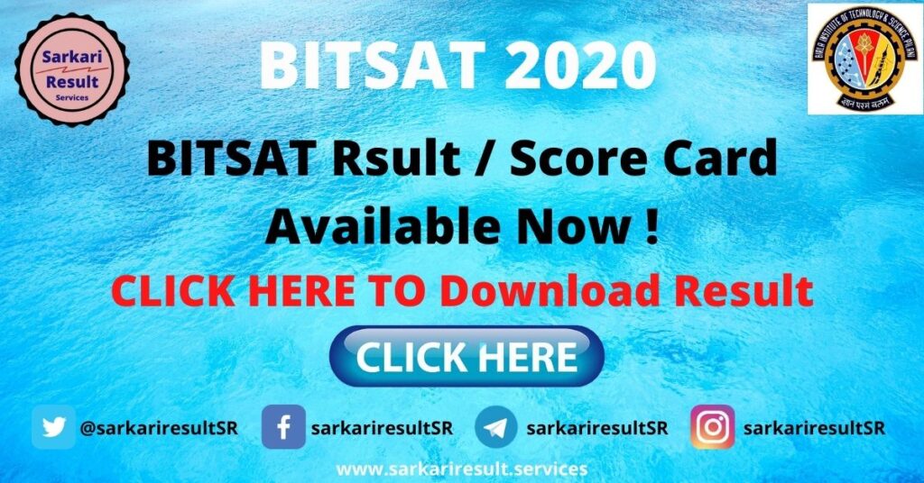 bitsat result score card 2020